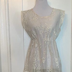 Cream Vintage Lace Top/dress tunic